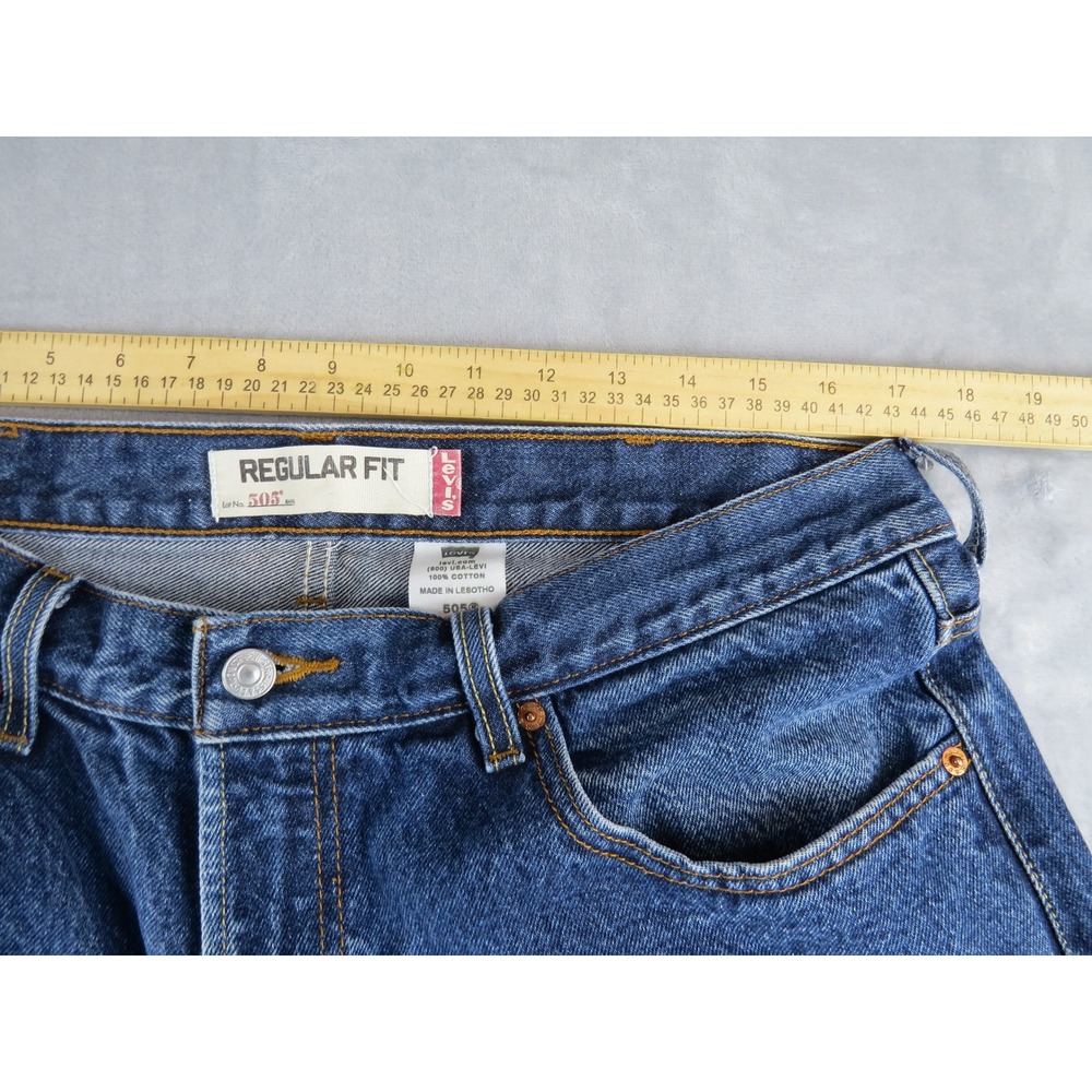 Levi's 505 Regular Fit‎ Jeans Mens W38 L32 Medium Wash Denim Cotton Blue - Picture 5 of 9